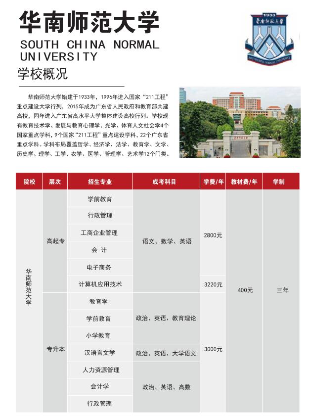 华南师范大学成考招生(图1)